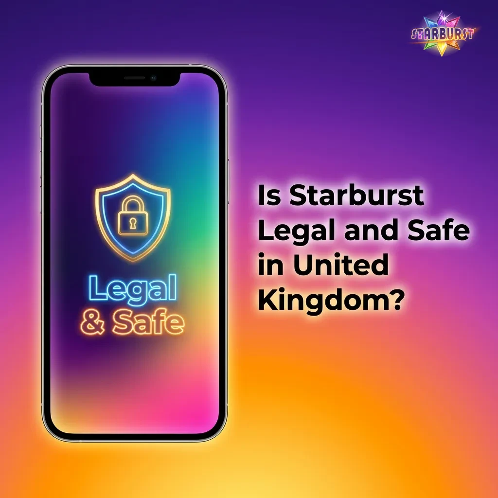 Starburst slot machine with UK Gambling Commission license seal, showing legal online casino gaming in the United Kingdom